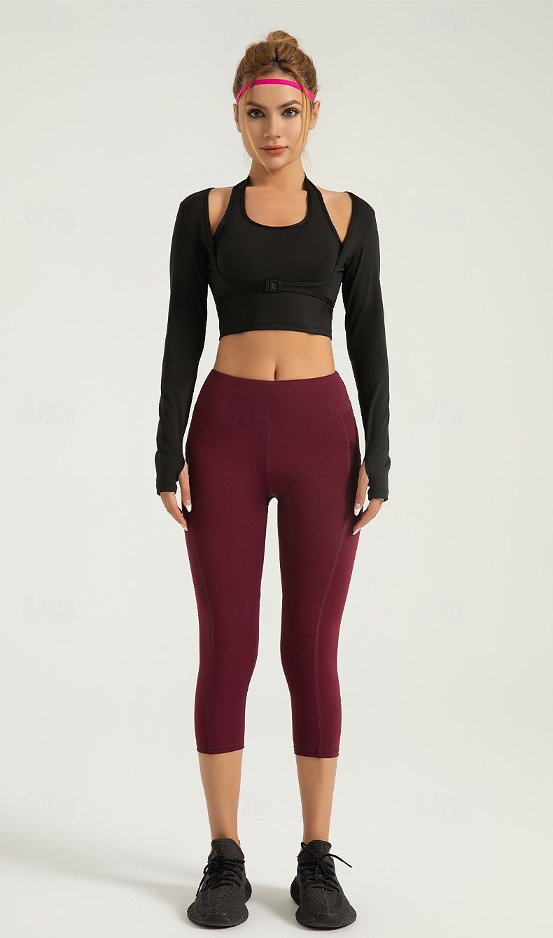 Women's Gym Shorts Yoga Shorts Workout Shorts Side Pockets Butt Lift Tummy Control High Waist Pilates Gym Workout Workout Capri Leggings Solid Color Dark Pink Black Pink Spandex Sports Activewear 2026 - $25.99 –P4
