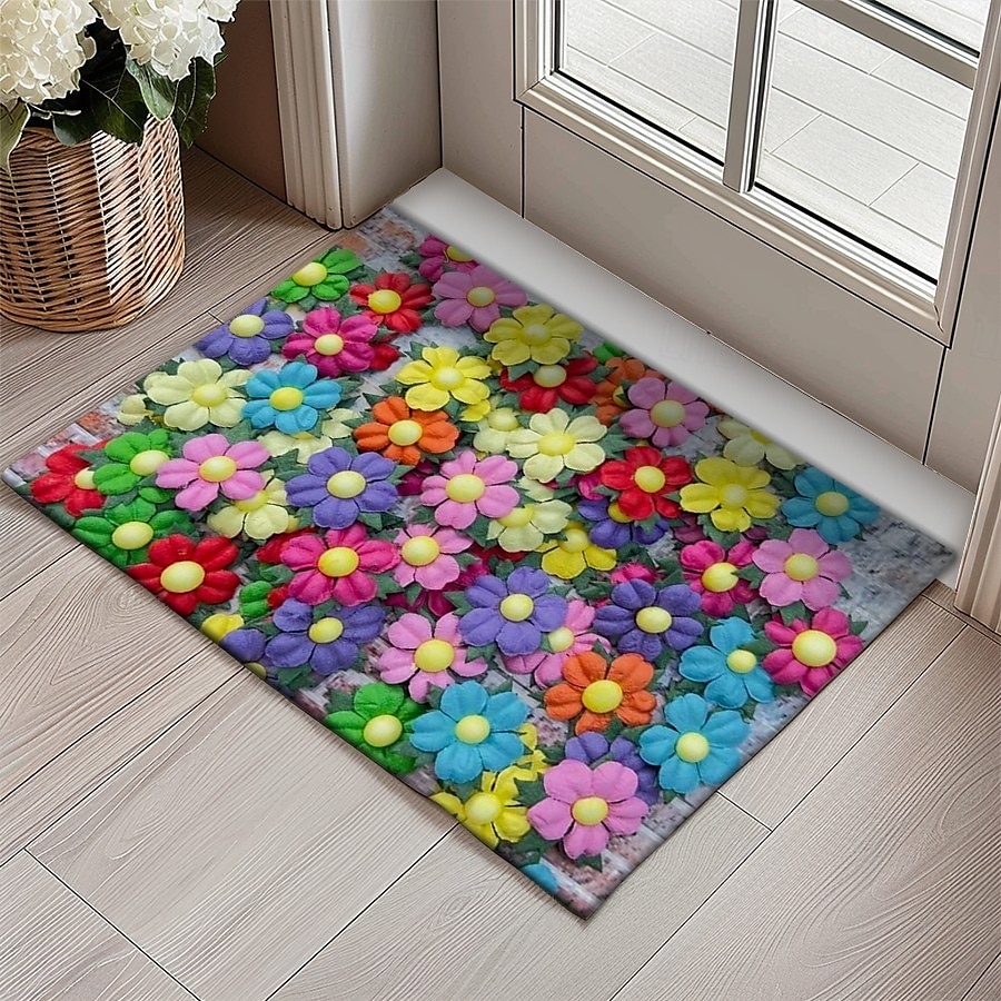 Blumen Fußmatte Küchenmatte Fußmatte rutschfeste Teppich Innen- und Außenmatte Schlafzimmerdekor Badezimmermatte Eingangs-teppich Frühling Sommer 2025 - $13.99 –P2