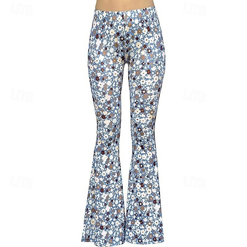 Retro Vintage 1960s Hippie Long Length Dude Funk Bell Bottom Pants Hippie Disco Printing Fit & Flare Women's Carnival Costume Carnival Daily Wear Pride Parade Pride Month Adults' Pants Spring & Summer 2025 - $17.49 –P6