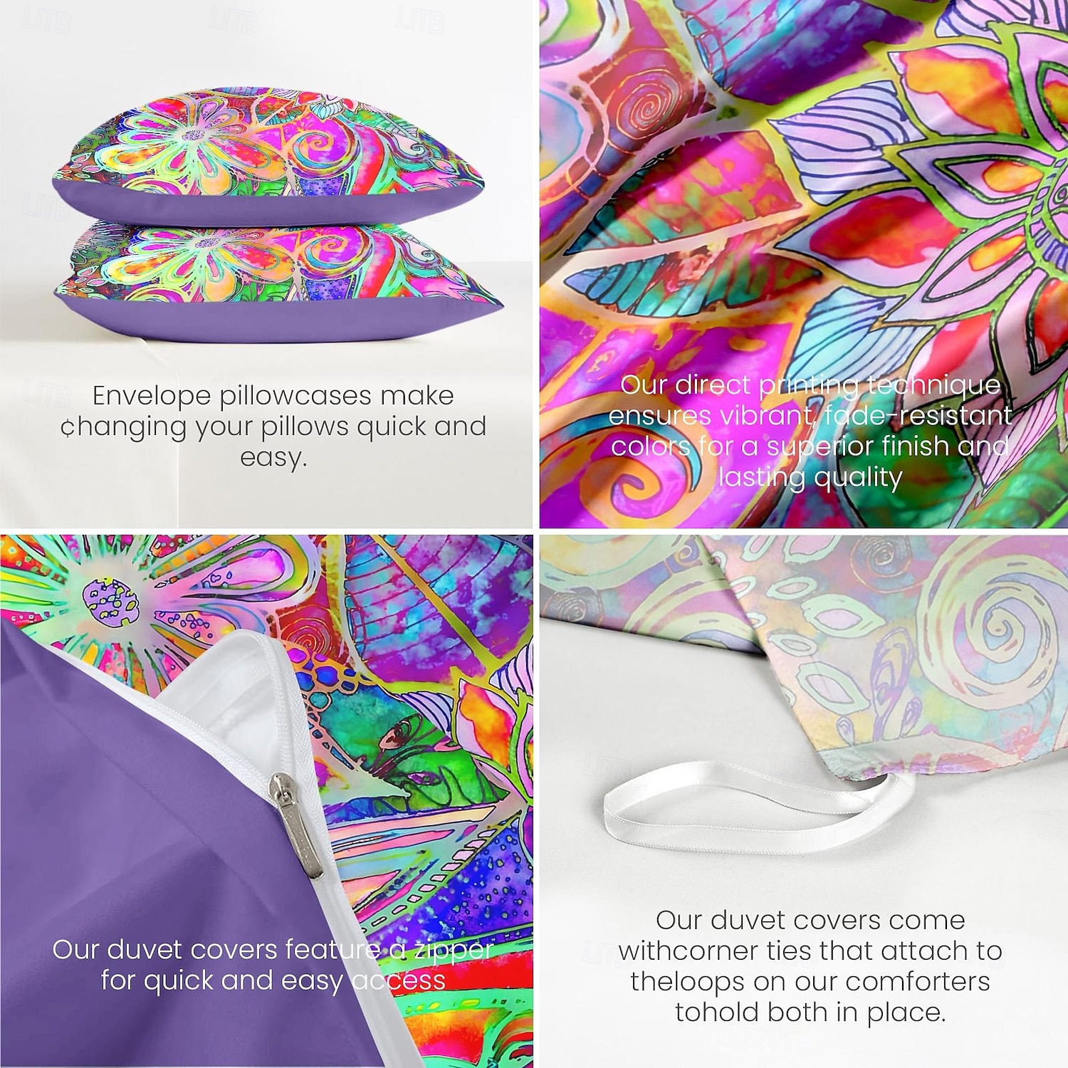Set di copripiumino bohemien 100% cotone biancheria da letto morbida e traspirante con fiori colorati copripiumino leggero e resistente comodo per tutte le stagioni facile da mantenere del 2025 a $68.99 –P3