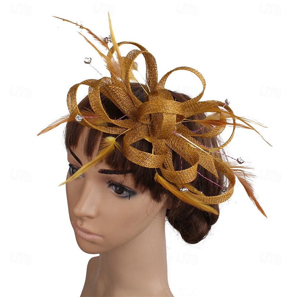 Kopfstück Federn Sinamay Hochzeit Abendgesellschaft Elegant Hochzeit Mit Feder Kopfschmuck Kopfbedeckung 2025 - $21.99 –P5