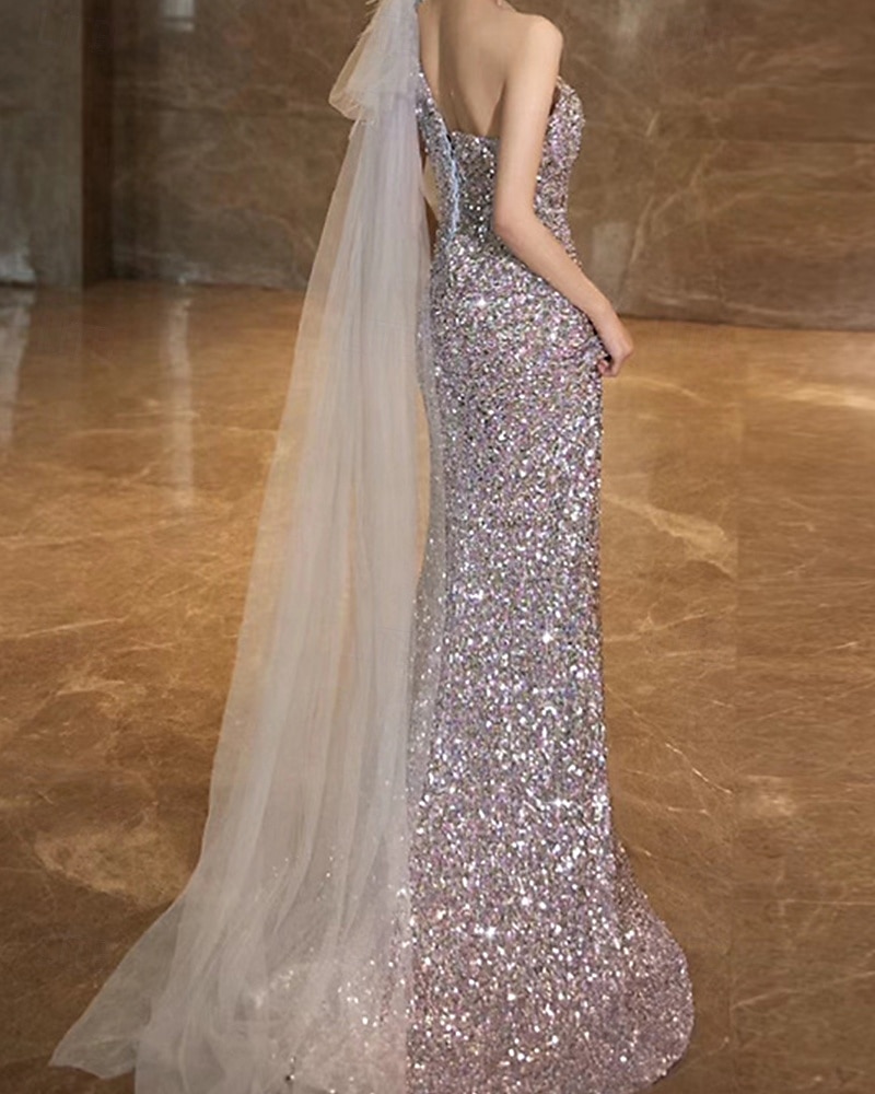 Ligne A Robes de soirée Élégant Robe Mariage robe demoiselle d honneur Traîne Balayage Sans manches Épaules Dénudées Polyester Dos nu avec Imprimé floral 2025 de 2025 ? $150.99 –P5