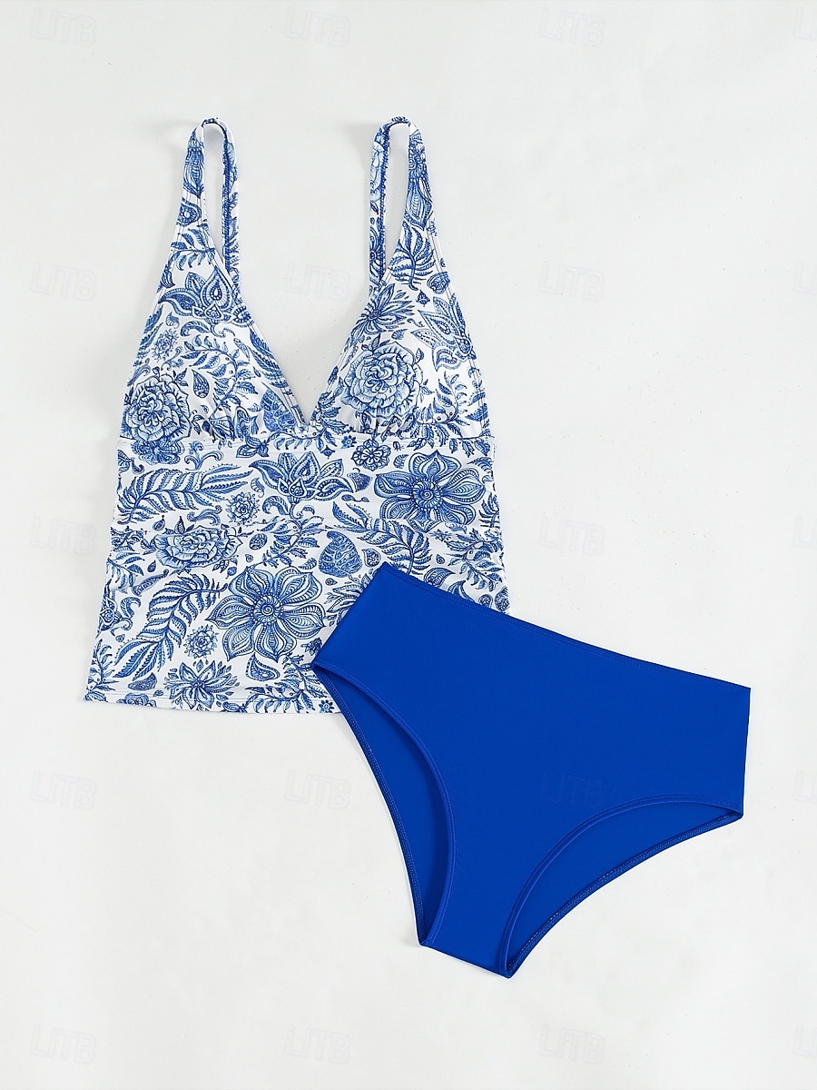 Maillots de bain femmes Bikini 2 pièces Maillot de bain échancré Sans dos Slim Vêtements de plage Vacances Floraux Col halter Sans manches de 2025 ? $23.99 –P19
