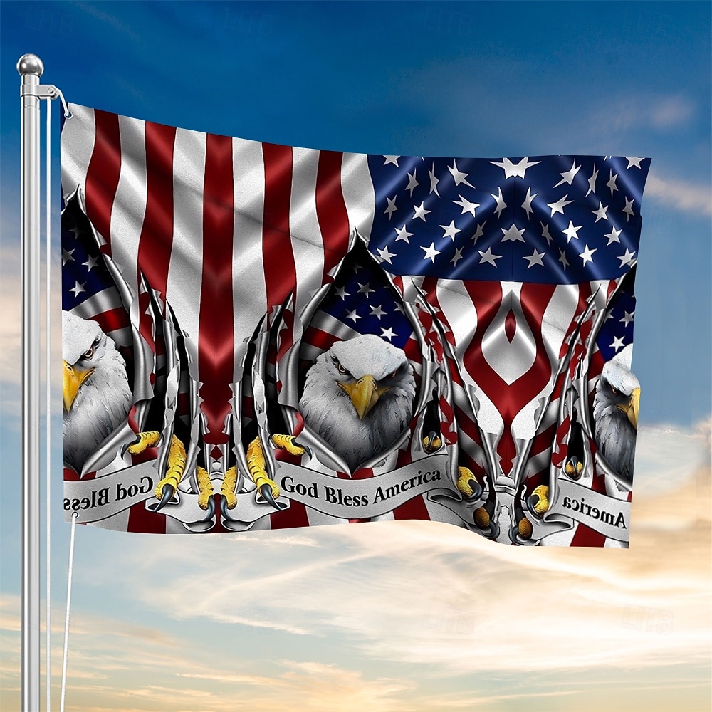 4 juli Utomhus Inomhus Med Öglor Patriotisk Flagga Självständighetsdagen Amerikansk Hus Gård Trädgårdsdekorationer Högtidsbanner Skylt 2026 - $11.99 –P9