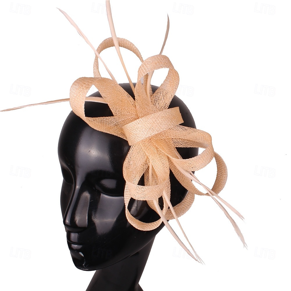 Kopfschmuck Faux Leinen Hochzeits Pferderennen Cocktail Elegant Süß Mit Feder Kopfschmuck Kopfbedeckung 2025 - $31.99 –P13