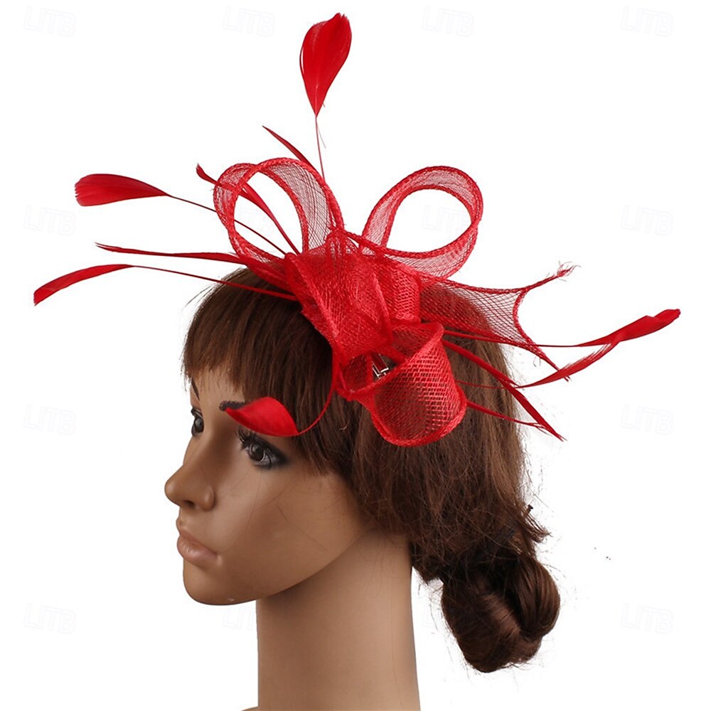 Kopfstück Federn Sinamay Hochzeit Abendgesellschaft Elegant Hochzeit Mit Feder Kopfschmuck Kopfbedeckung 2025 - $20.99 –P3