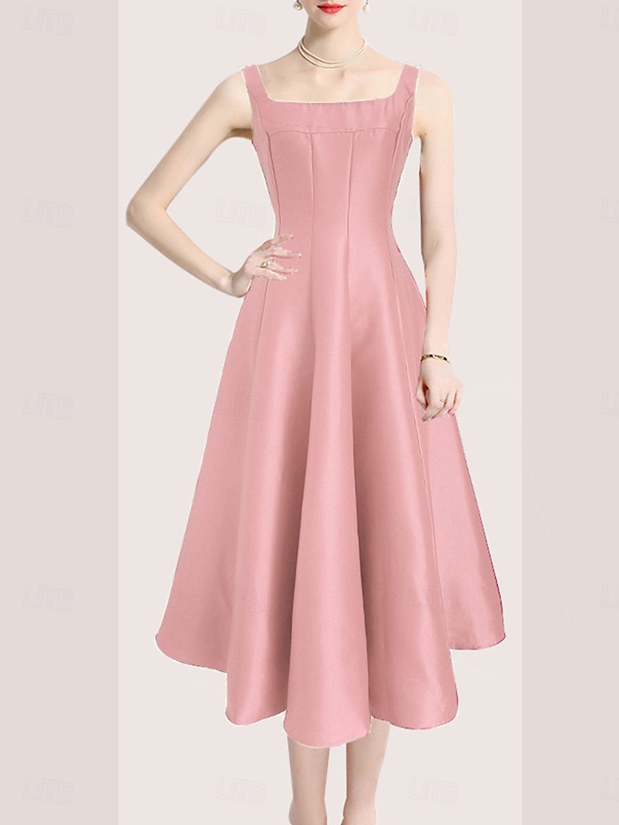 Robes de quinceanera en forme A Robe vintage Mariage invitée de mariage longueur thé sans manches col arrondi polyester dos nu avec plis de 2025 ? $79.99 –P8