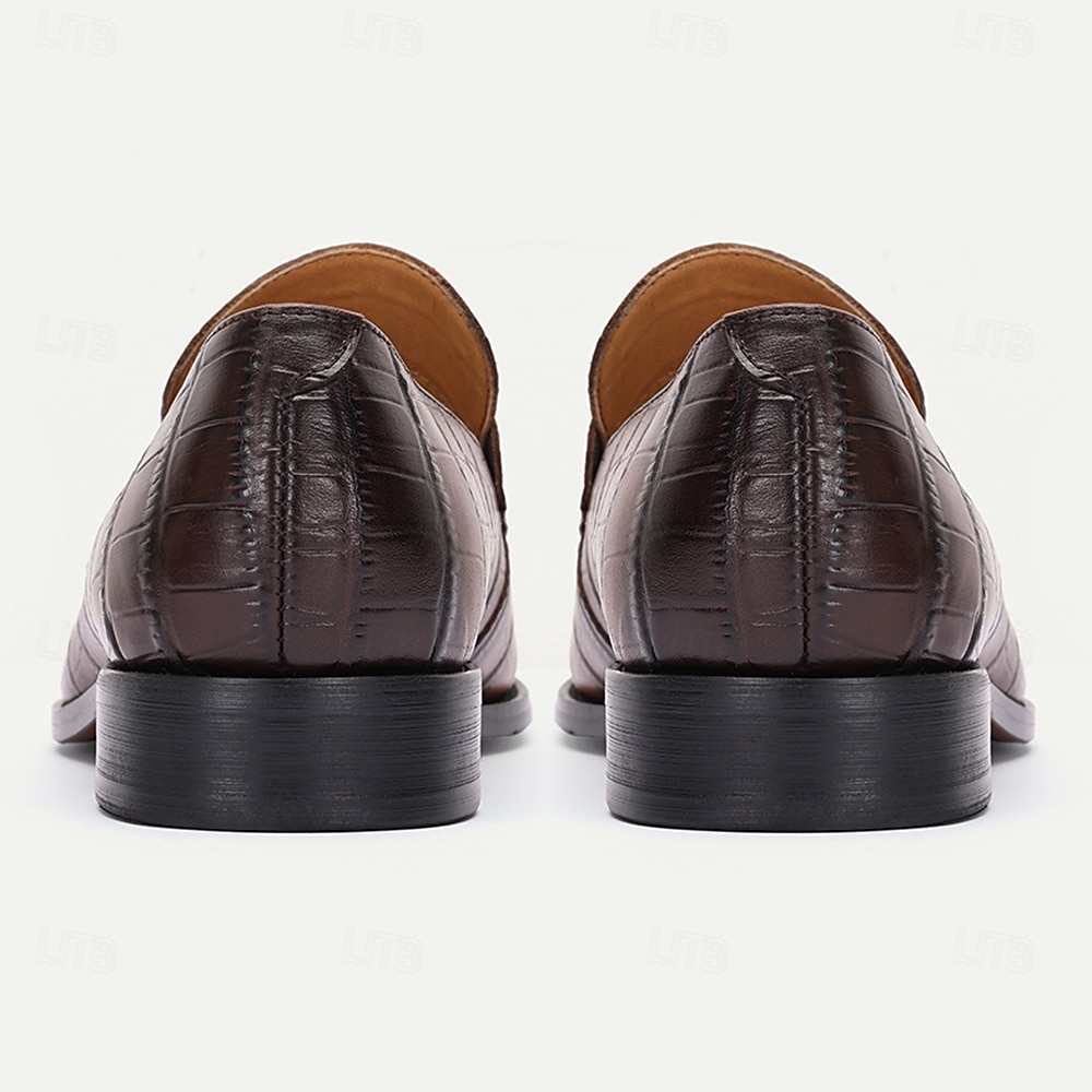 Men's Classic Brown Crocodile Pattern Leather Dress Shoes - Ideal for Business Meetings and Kentucky Derby 2026 - $99.99 –P6