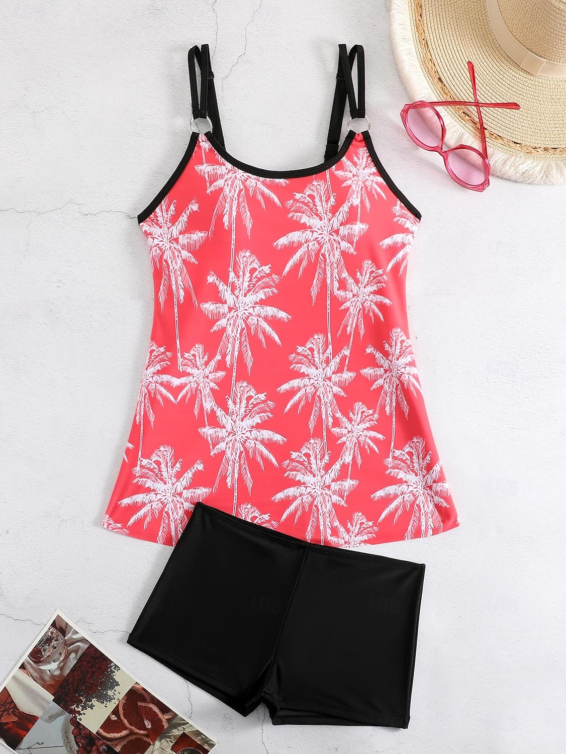 Dam Plusstorlekar Badkläder Tankini 2 st Längre baddräkt Pojkeben Baddräkt Hög midja Stickat Stylish Sportig Paisley Genomskinlig Rund hals Ärmlös Baddräkter 2025 - $24.99 –P5