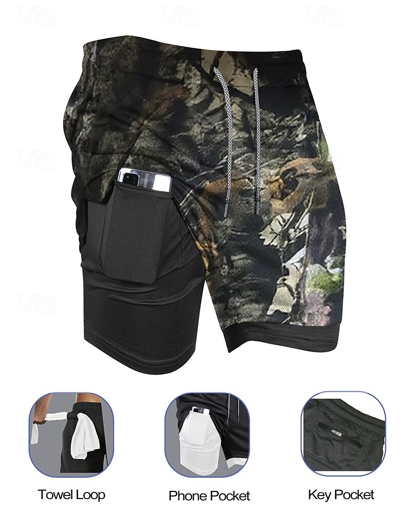 Homens Bermuda de Surf Shorts de Natação Calção Justo de Natação Côr Camuflagem Secagem Rápida Respirável Com Cordão Cintura elástica 2 em 1 Férias Praia Havaiana Casual Verde de 2025 por $18.99 –P3