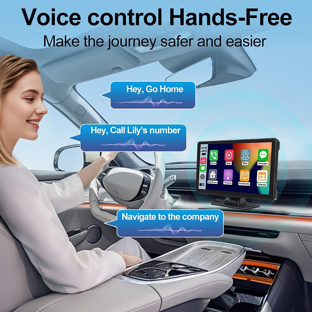 2025年 車用 4K ポータブル スクリーン 9 インチ HD タッチ スクリーン ワイヤレス カー プレイ バックアップ カメラ付き 音声コントロール FM Wifi ミラー リンク Apple CarPlay/Android Auto 用 コレクション – $185.99 –P4