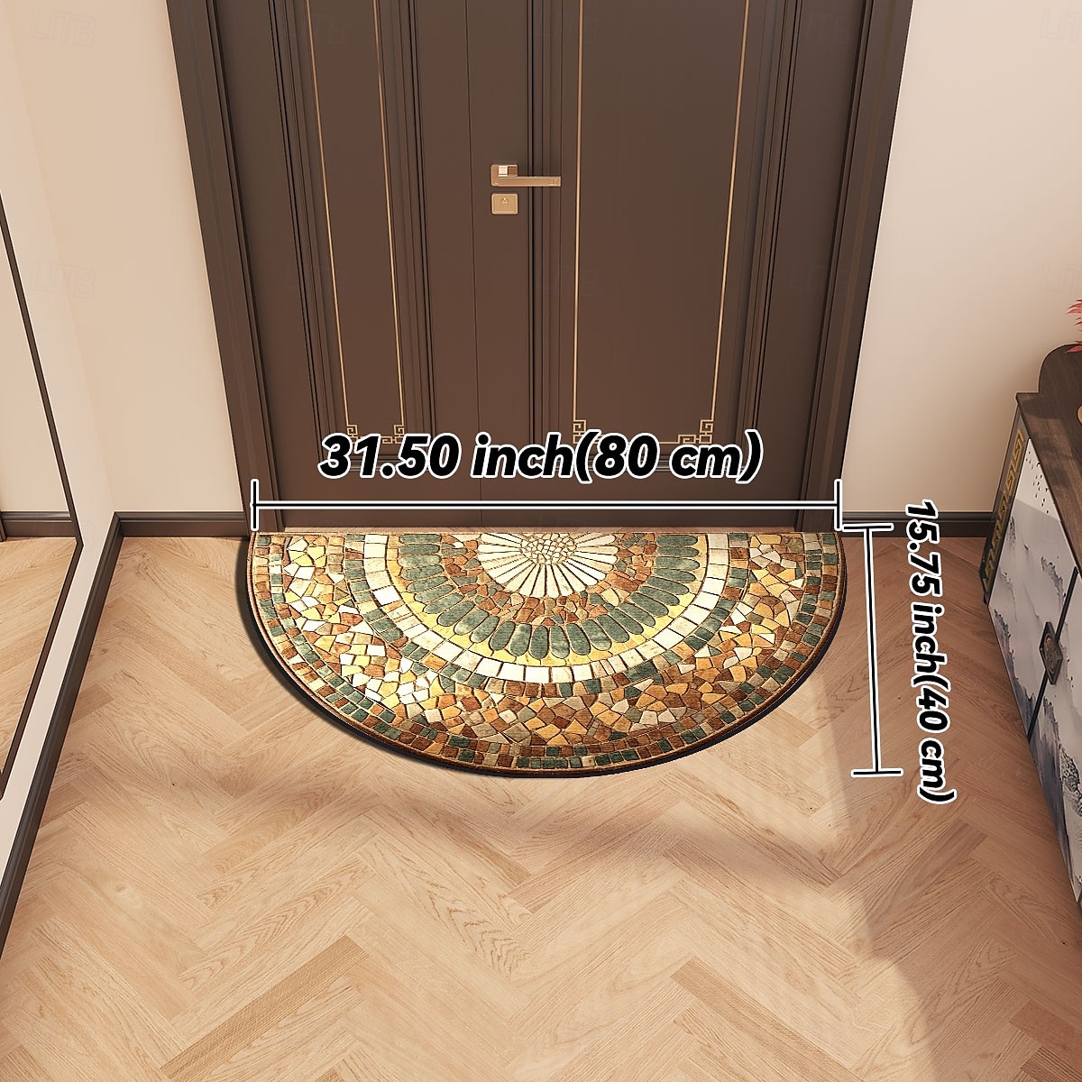 Cobblestone Semi-round Doormat Kitchen Mat Floor Mat Non-Slip Area Rug Oil Proof Rug Indoor Outdoor Mat Bedroom Decor Bathroom Mat Entrance Rug Spring Summer 2025 - $12.49 –P2