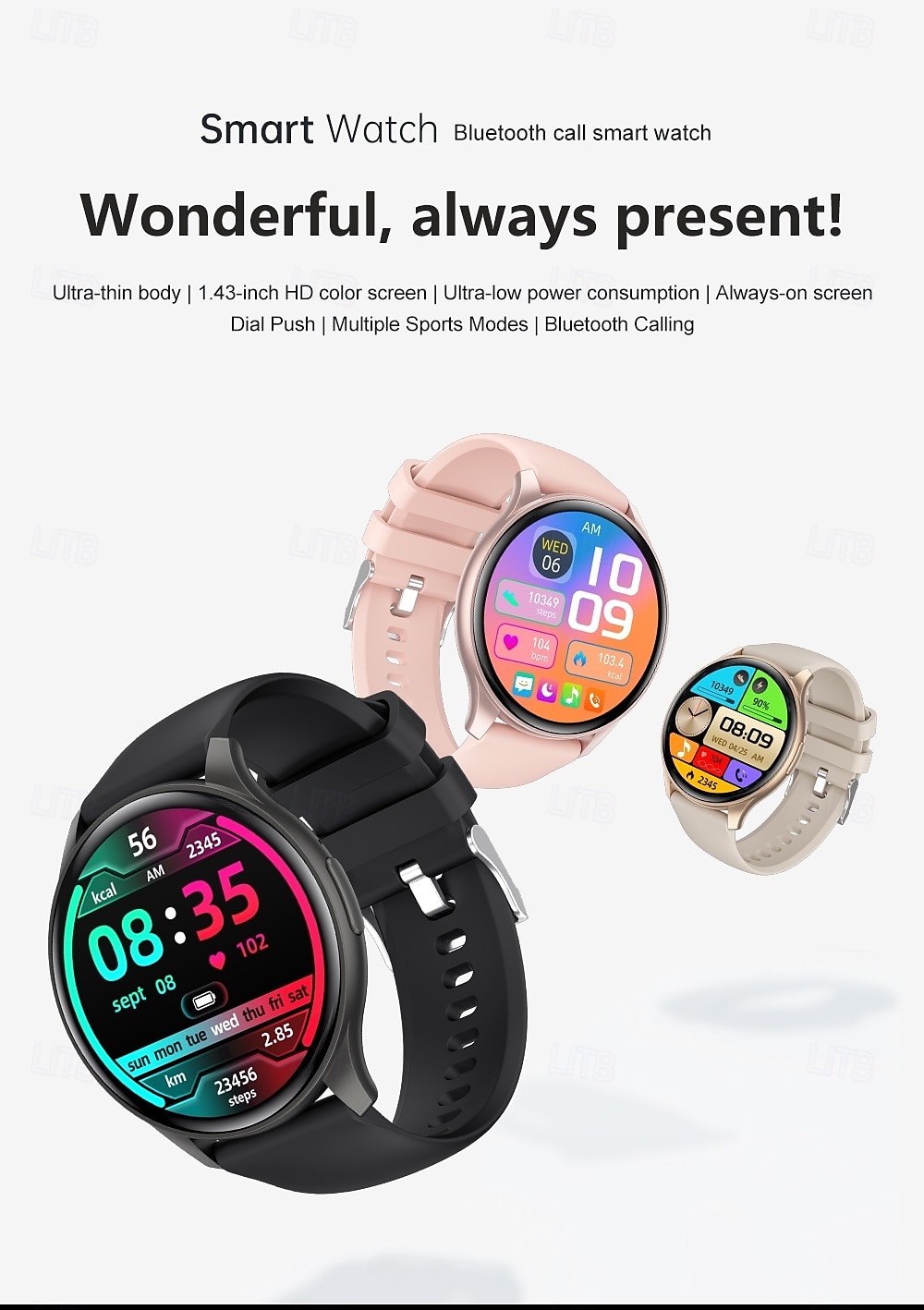 696 ZW60 Smart Watch Fitness Tracker ECG PPG Bluetooth Anropspåminnelse Android iOS IP67 44mm 1,43 2025 - $39.99 –P1