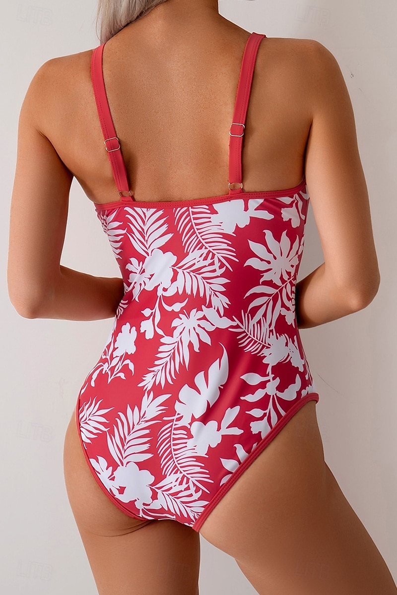 Femmes Maillots de Bain Une Pièce Maillot de bain Dos nu Tenues de plage Été Léopard Fleur Fil en V Sans manches Maillots de bain de 2025 ? $22.99 –P20