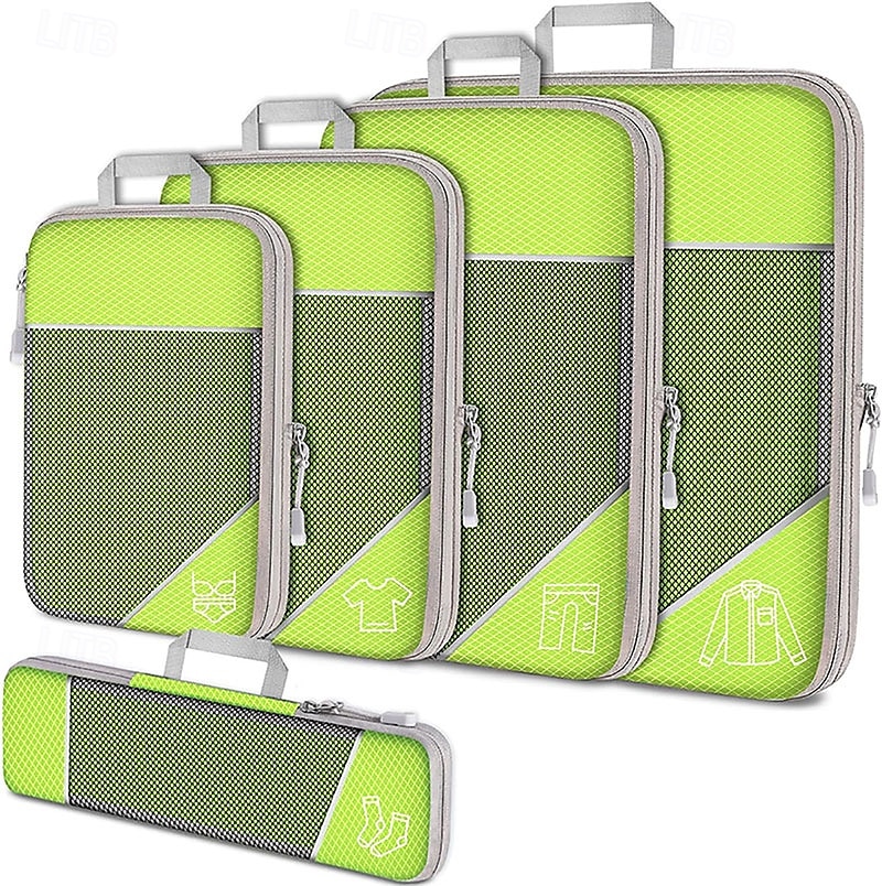 Compression Travel Packing Cubes Set for Luggage Storage and Backpack Organizer, Expandable Mesh Travel Bags, 5-Piece Set for Space Saving and Organizing Clothes 2025 - $14.49 –P7