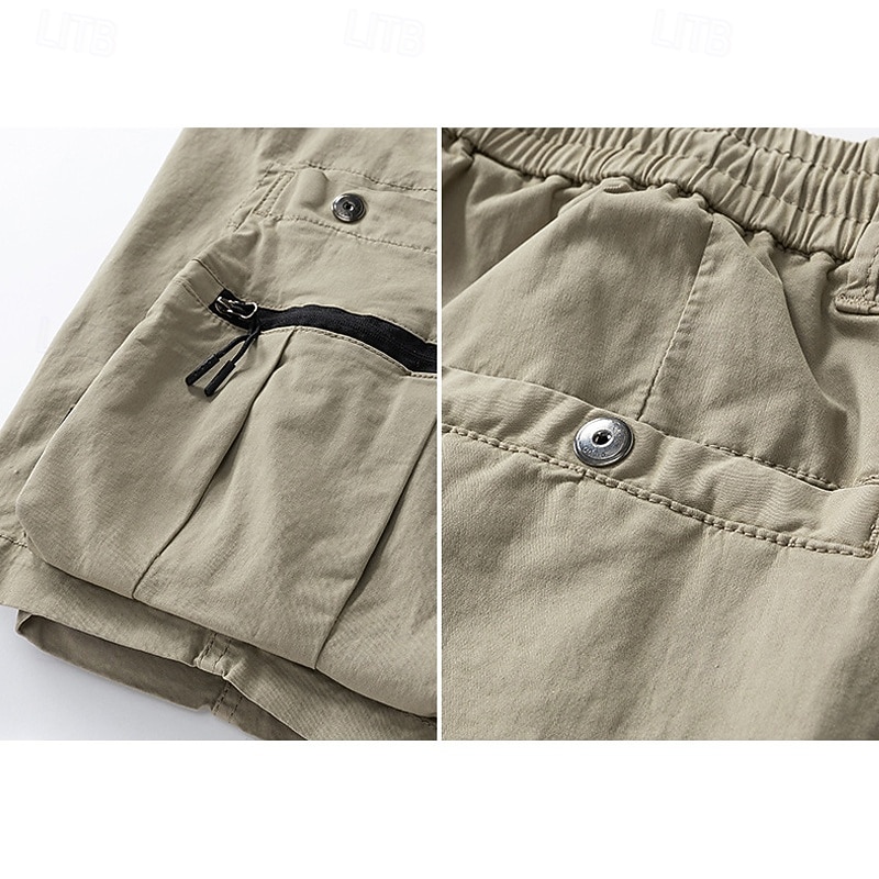 Men's Cargo Shorts Shorts Summer Shorts Drawstring Elastic Waist Zipper Pocket Plain Comfort Wearable Knee Length Outdoor Sport Daily Fashion Casual Black Brown 2026 - $39.99 –P6