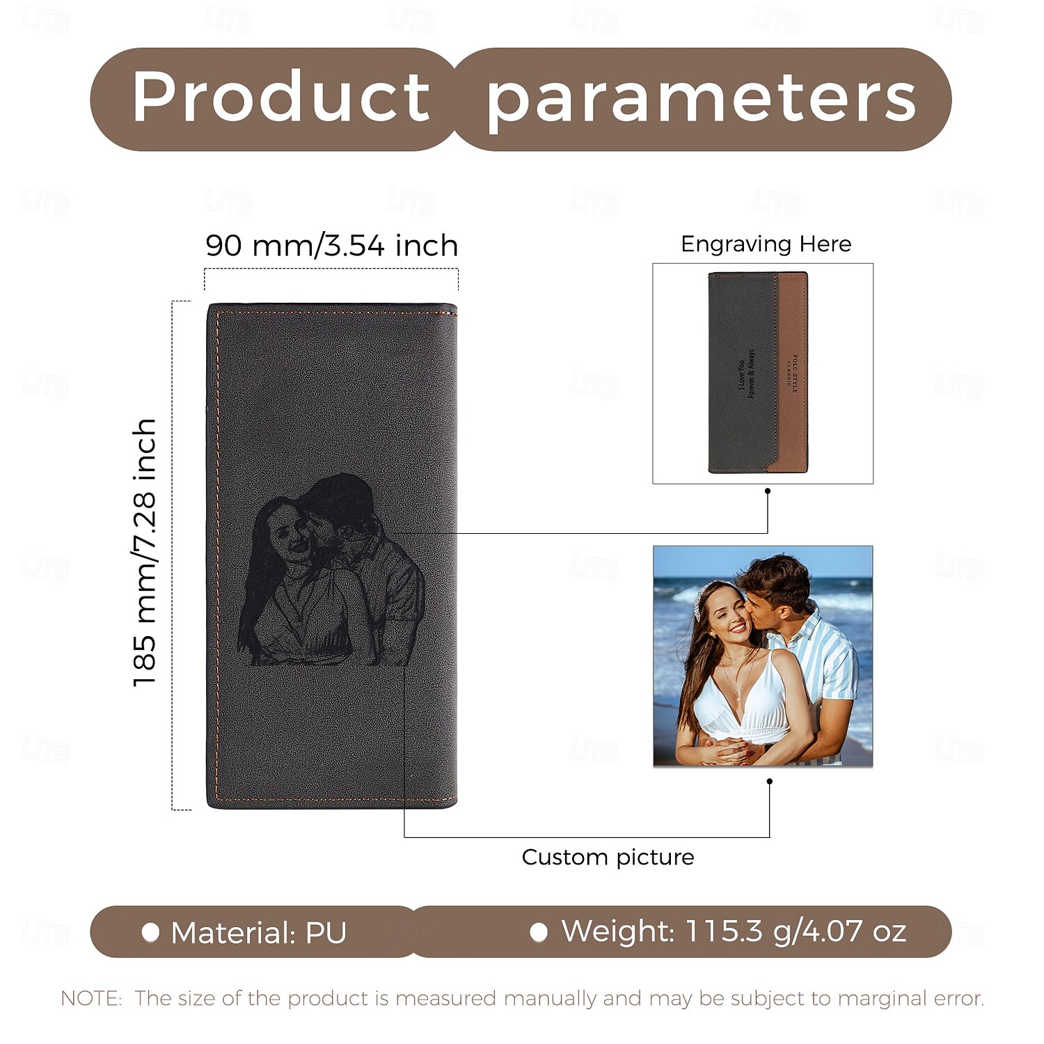Gepersonaliseerde Foto Lederen Portemonnee Aangepast Beste Cadeau voor Vader Gegraveerde Portemonnee voor Echtgenoot Vriend Vaderdag Verjaardag Jubileum Bruiloft Cadeau 2025 - $15.49 –P8