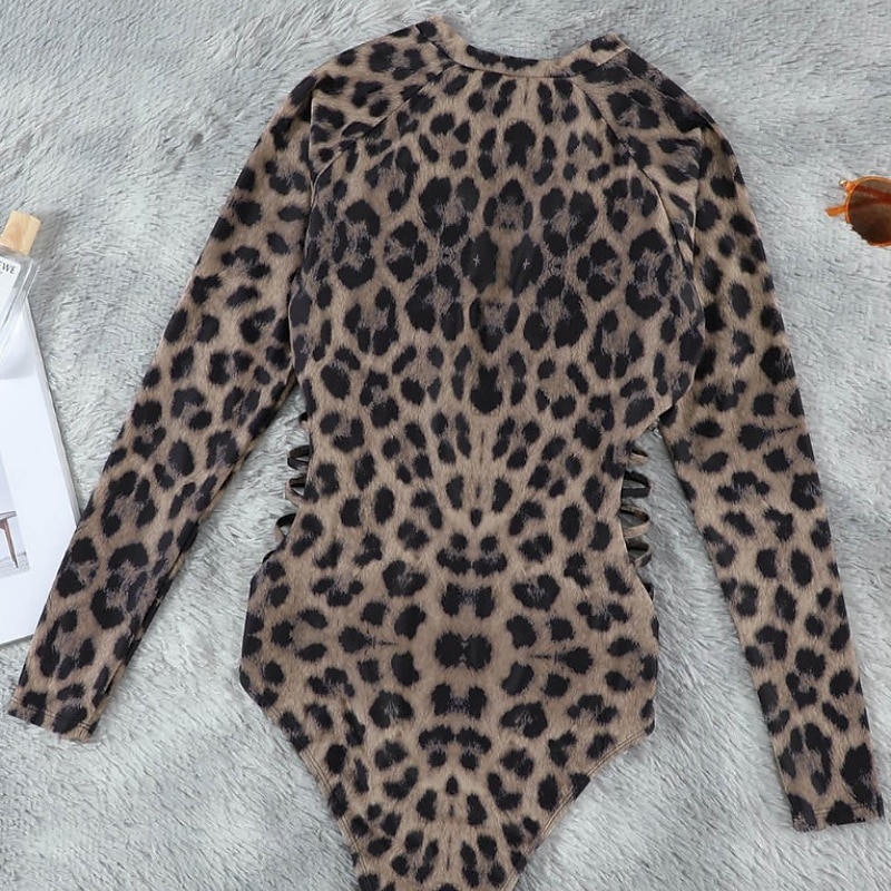 Damen Badeanzug Einteiler Bademode Reißverschluss Tropisch Strandbekleidung Leopard V-förmiger Draht-Ausschnitt Ärmellos Badeanzüge 2025 - $25.99 –P9