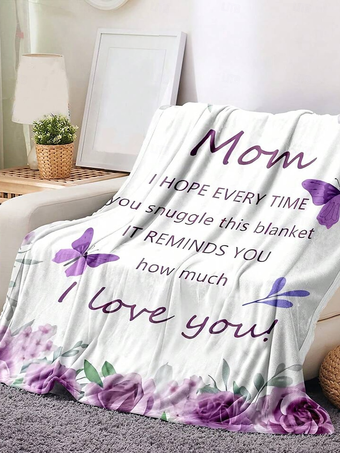přikrývka ke dni matek, dopis mámě, dárek ke dni matek měkký a útulný přehoz, perfektní dárek pro mámu, květinový nebo srdíčkový design, hřejivý a pohodlný 2025 - $19.99 –P4