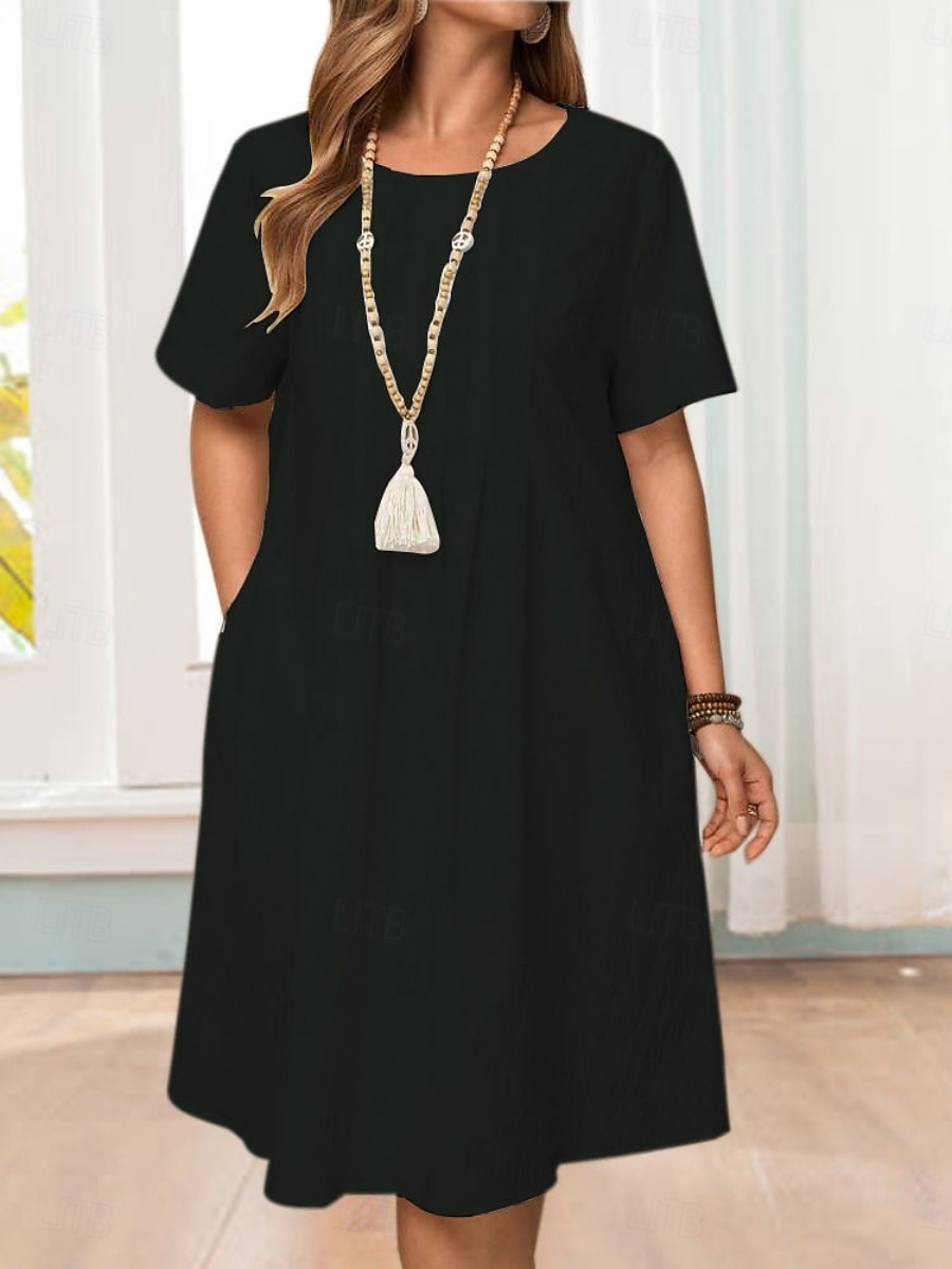 Robe Femme Mini Robe A Line Robe d'été Décontractée Quotidien Ajustement Régulier Graphique Lin Comme Manches Courtes Col en V Noir Blanc Vert Armée Bleu Foncé Été de 2025 ? $28.99 –P8
