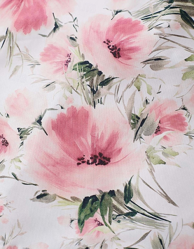 Robe mère de la mariée trapèze, imprimé floral, nœud élégant, plis, longueur au sol, col chemise, satin, manches 3/4 avec boutons, printemps été 2025 de 2025 ? $149.99 –P5
