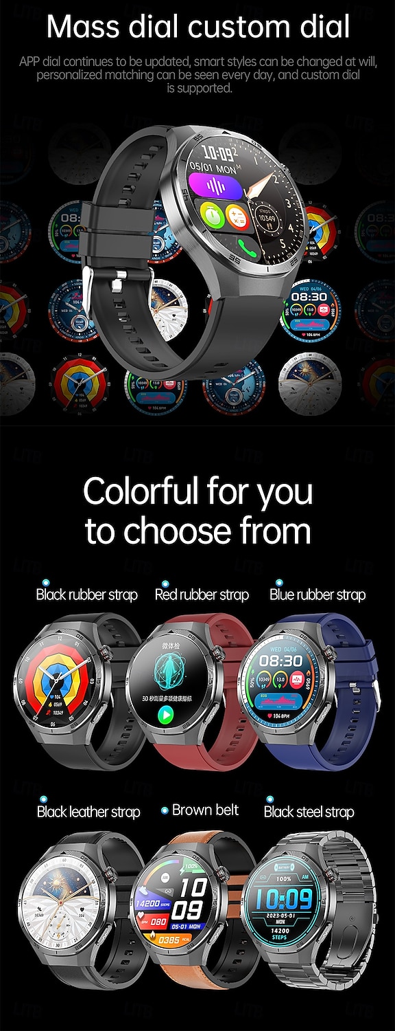 iMosi ET456 Smart Watch 1.56 inch Smartwatch Fitness Running Watch Bluetooth ECG+PPG Temperature Monitoring Pedometer Compatible with Android iOS Women Men Hands-Free Calls Waterproof Media Control 2025 - $63.99 –P18