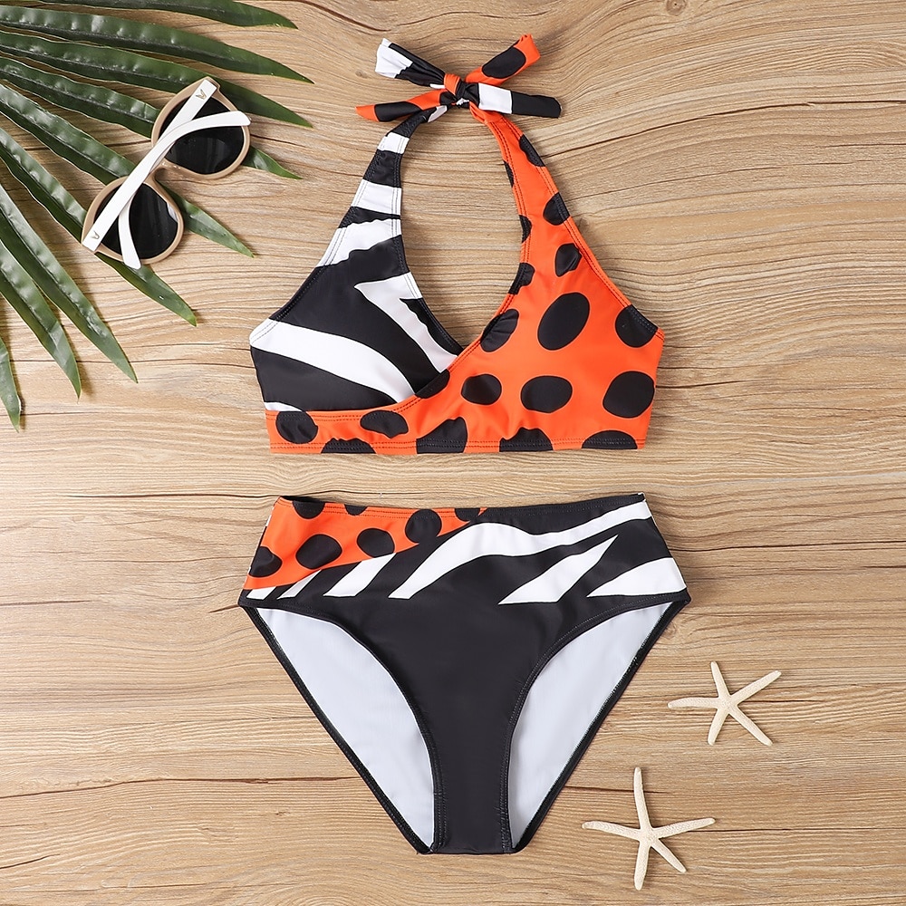 Women's Plus Size Swimwear Bikini Tankini 2 Piece Cheeky Swimsuit Deep V Push Up Knitted Stylish Beach Wear Leopard Color Block Plunge Sleeveless Bathing Suits 2025 - $23.99 –P1