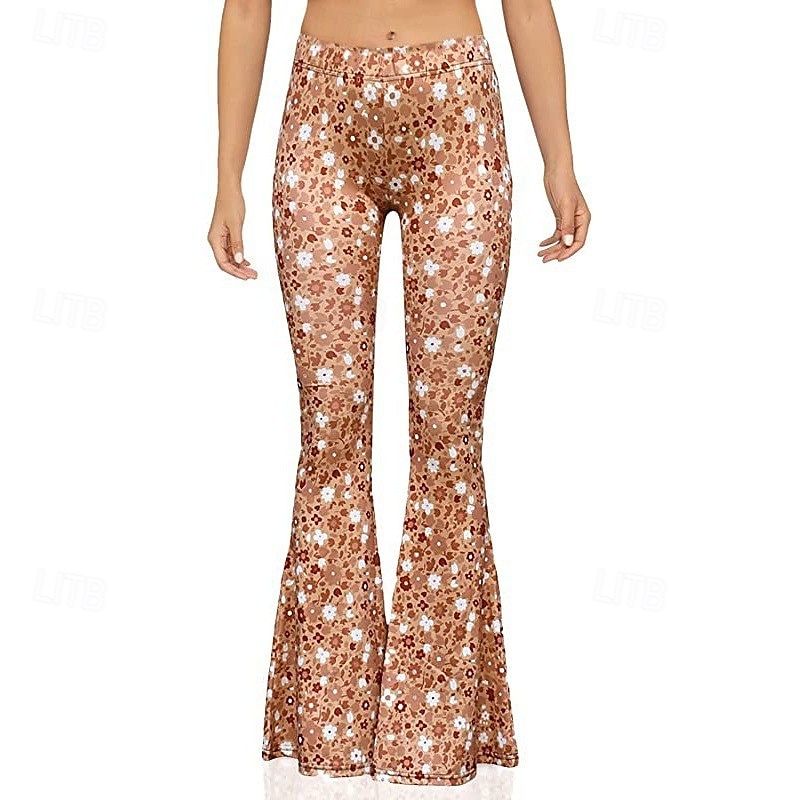 Retro Vintage 1960s Hippie Long Length Dude Funk Bell Bottom Pants Hippie Disco Printing Fit & Flare Women's Carnival Costume Carnival Daily Wear Pride Parade Pride Month Adults' Pants Spring & Summer 2025 - $17.49 –P12
