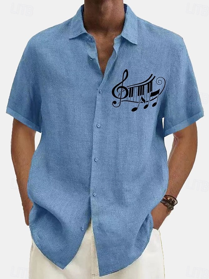 Men's Summer Shirt Casual Shirt Beach Shirt Button Up Shirt Black Navy Blue khaki Gray Short Sleeve Pattern Symbol Lapel Vacation Hawaiian Clothing Apparel Polyester Fashion Casual Comfortable 2026 - $26.99 –P1