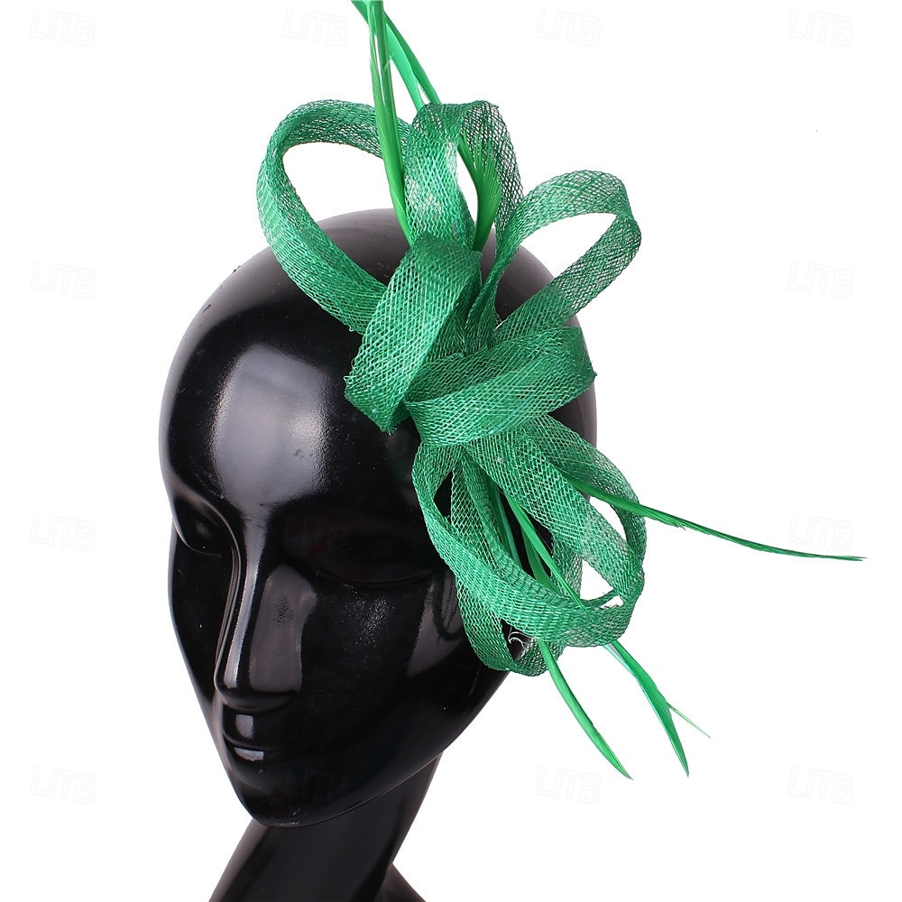 Kopfschmuck Faux Leinen Hochzeits Pferderennen Cocktail Elegant Süß Mit Feder Kopfschmuck Kopfbedeckung 2025 - $31.99 –P7