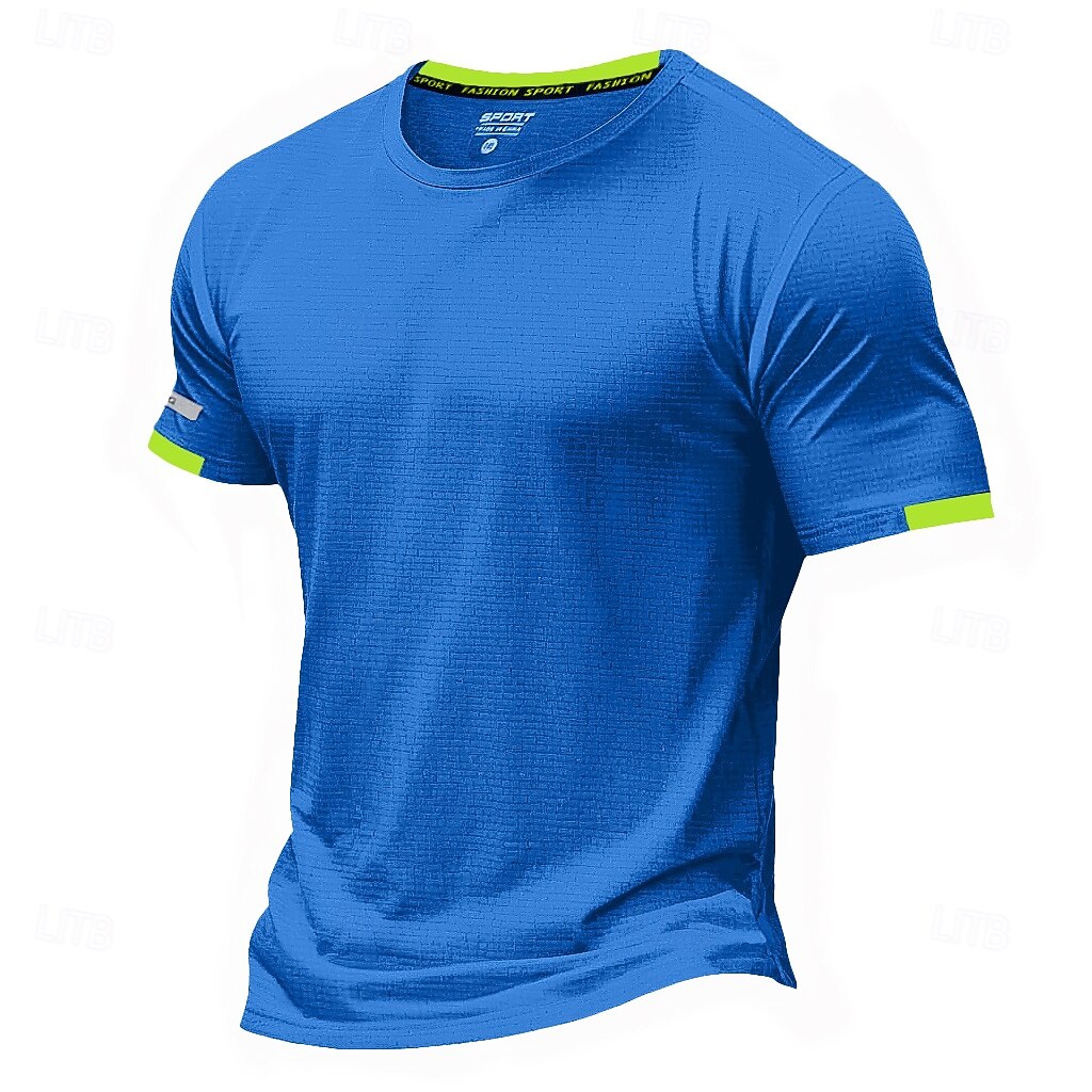 2025年 男性用 Tシャツ マッスルシャツ 半袖 クルーネック 夏 活発的 クラシック スポーツ ランニング ライトブルー ブラック ライトグリーン メンズトップTシャツ  コレクション – $11.49 –P5