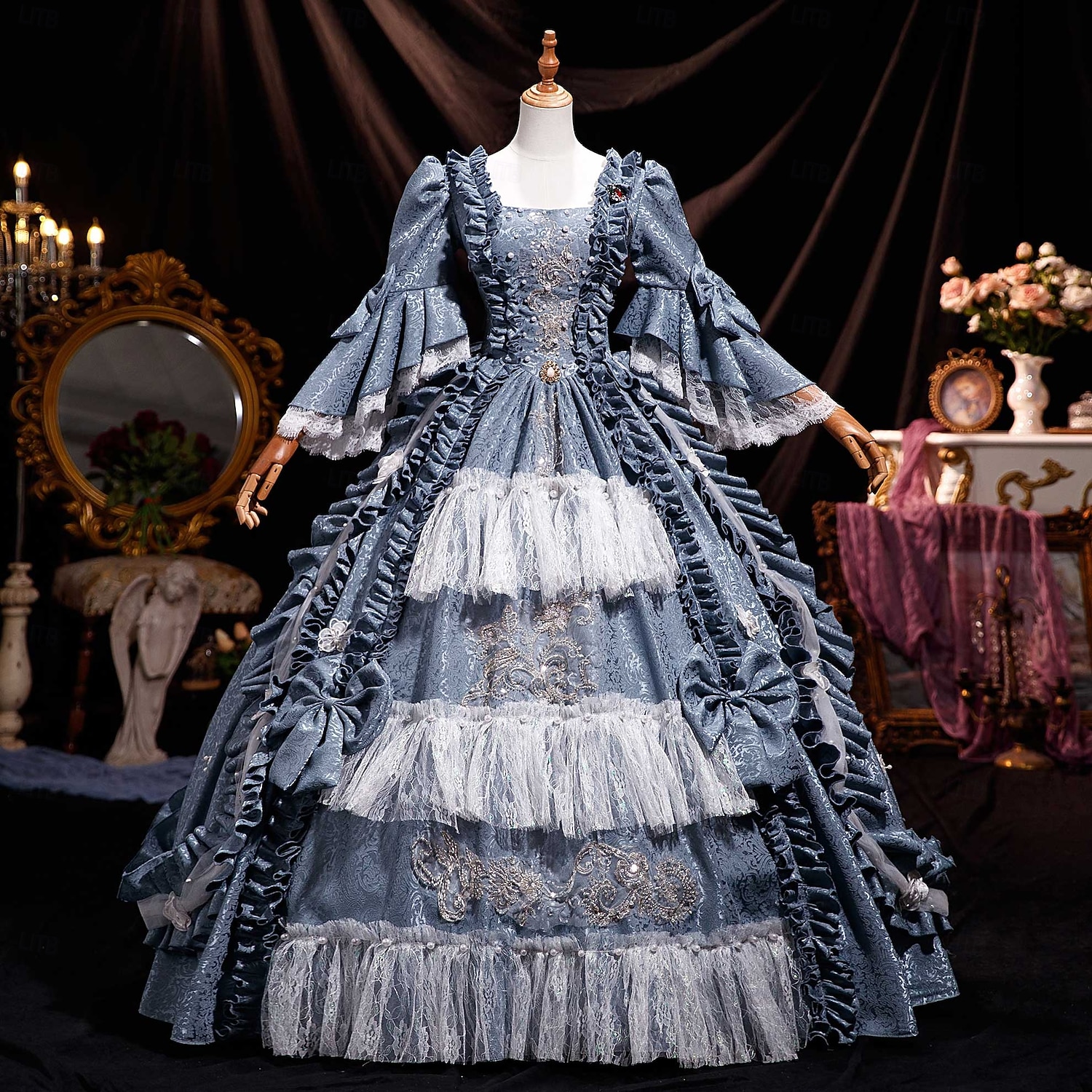 Vintage Rococo Renaissance Maxi Dress Normal Juliet Sleeve Princess ...
