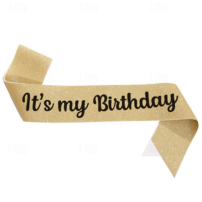 fascia per festa di compleanno in tessuto elastico glitterato, fascia "è il mio compleanno", cintura scintillante per feste per decorazioni per feste di compleanno per bambine del 2025 a $4.99 –P11