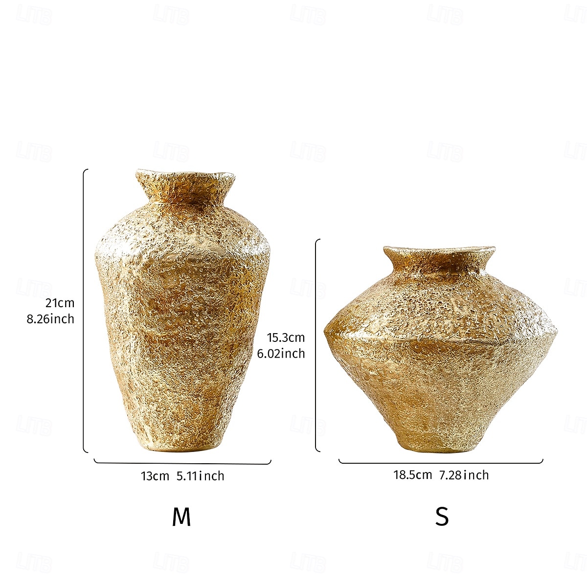 مزهرية زخرفية مستوحاة من الجرار الخزفية العتيقة – مزهرية زهور عتيقة من الراتينج باللون الذهبي/الفضي، مصنوعة يدويًا للمنزل &قطعة ديكور للحفلات 2025 - $16.99 –P5