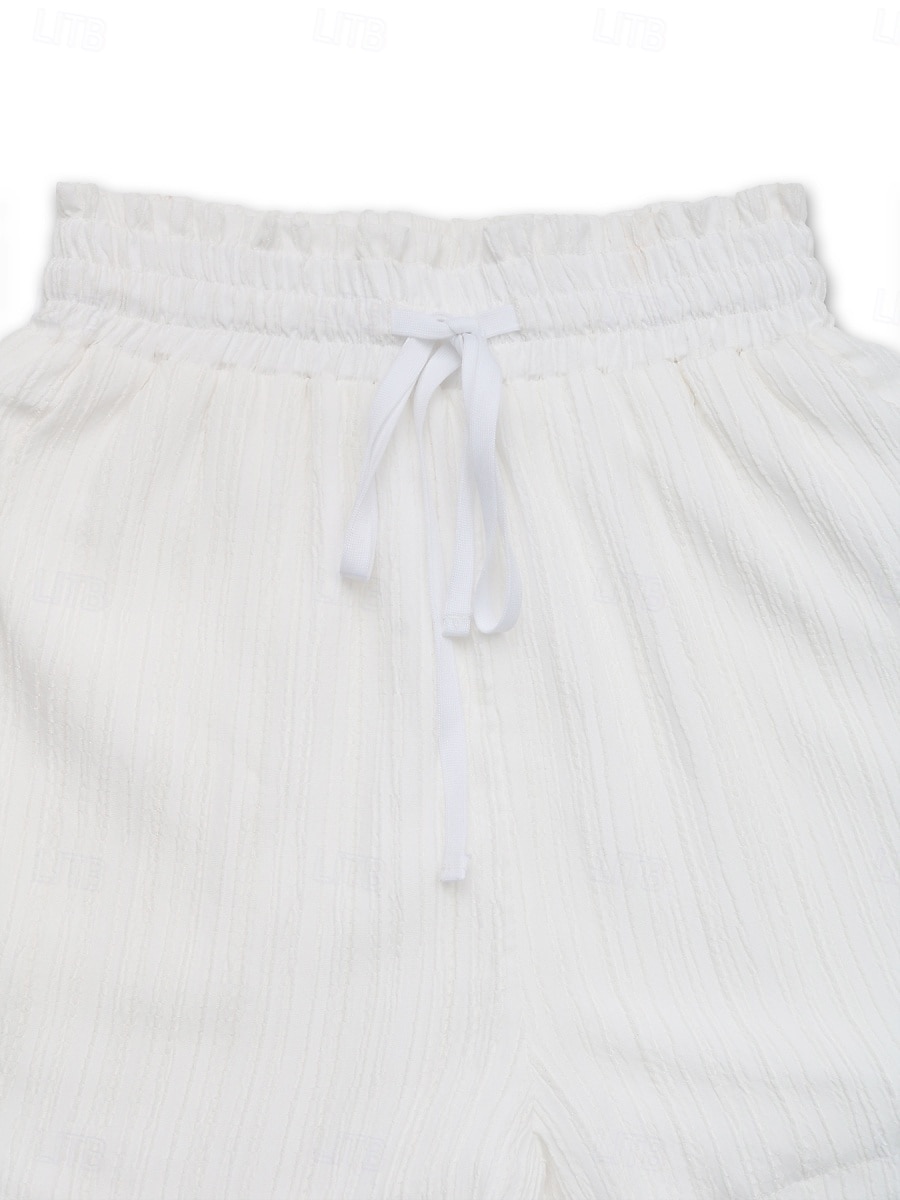 Naisten shortsit baggy-housut chinos-shortsit perus lyhyet korkea vyötärö simppeli tasku elastinen vyötärönauha mukava pehmeä mukautuva mikroelastinen ulkona katu valkoinen kesä kevät säännöllinen fit 2025 - $22.99 –P8