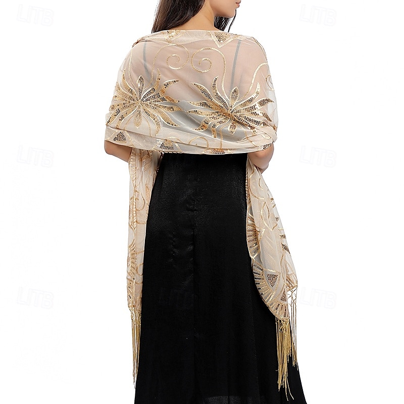 Scialle Donna Elegante Senza Maniche Poliestere Stole da matrimonio Con Nappa Per Feste Primavera & Estate del 2025 a $14.99 –P16