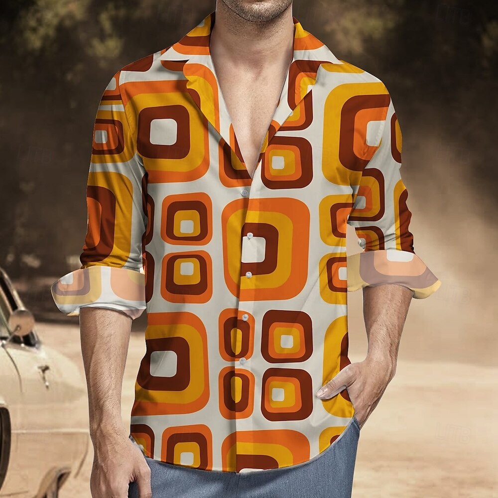 Retro 70. léta Tričko Aloha košile Hippie Disko Geometrické tvary Pánské Plesová maškaráda Dovolená Párty Pride Parade Dospělé Tričko 2025 - $20.99 –P3