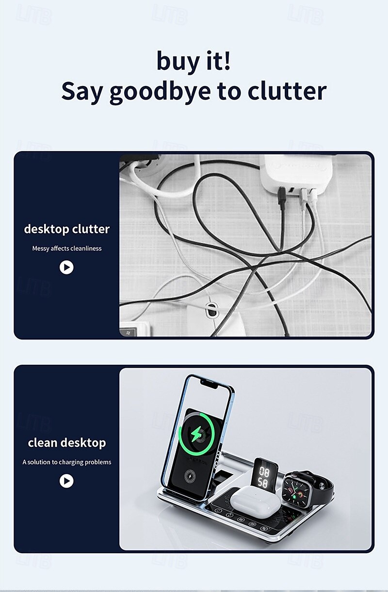Wireless Charger 30W Output Power Wireless Charging Station Foldable Charging Station CE Certified Fast Wireless Charging MagSafe 4 in 1 For Compatible with any wireless charging enabled devices 2025 - $65.99 –P1