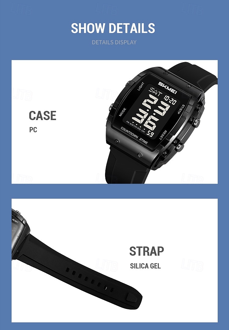 SKMEI 2409 Waterproof Electronic Watch Luxury Outdoor Countdown Stopwatch Digital Wristwatch For Man Women Calendar Led Light Silicone Watch 2025 - $31.99 –P14