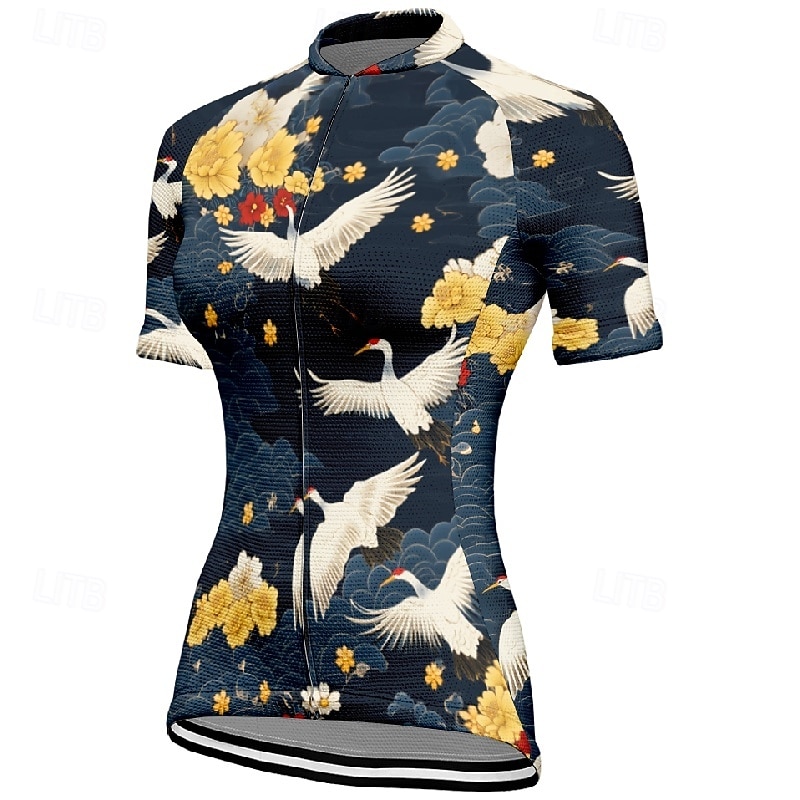 Női Biciklis ruházat Állat Virág Rövid ujjú Kerékpár Póló Dzsörzé 3 hátsó zsebbel Hegyi biciklizés Gyors szárítás Anatómiai tervezés Bélfonalszövet Légáteresztő Sport Fekete Piros Tengerészkék Ruházat 2026 - $23.99 –P7