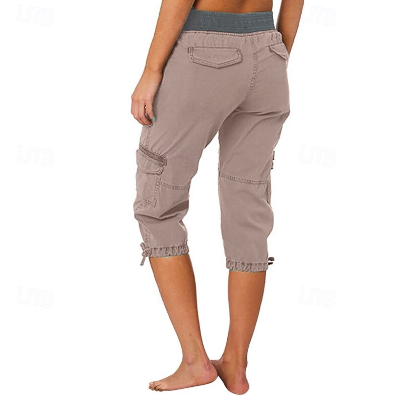 Per donna Pantaloni capri Pantaloni da paracadute Moda Streetwear Lunghezza al polpaccio Naturale Blocco di colori Coulisse Tasca Comodo All'aperto Confortevole Streetwear Uscire Rosso arancione del 2026 a $29.99 –P7