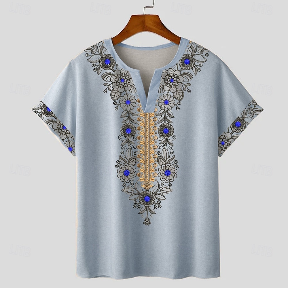 Pánské Bandana Print Tričko Tričko Krátký rukáv tričko 3D tisk Do V Košile Designové Cikánský Dovolená Denní Světle modrá Světlá růžová Šedá Léto Jaro Oblečení Běžný S M L XL XXL XXXL 2025 - $17.99 –P3