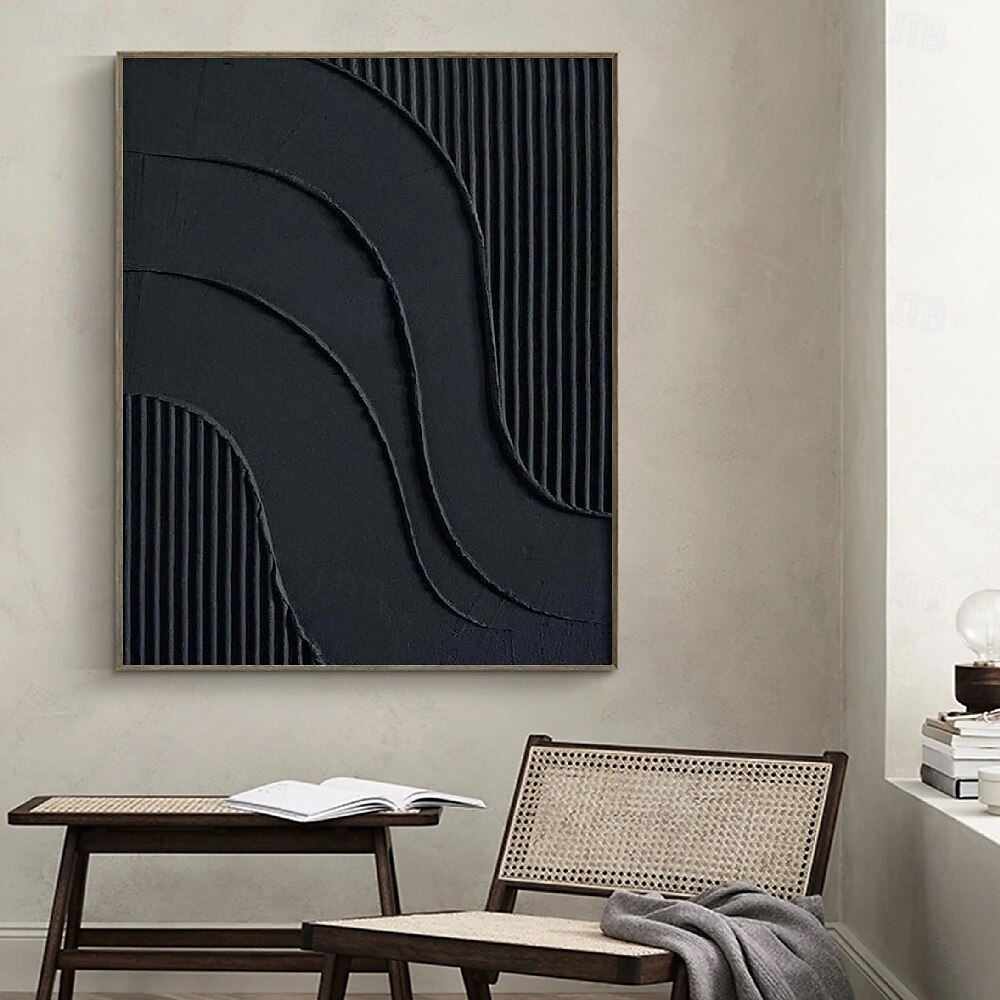Large Abstract Canvas Black Minimalist painting handmade Abstract Painting Nordic Abstract Painting for Living Room Abstract Painting Boho Abstract Wall Art painting 2025 - $125.99 –P2