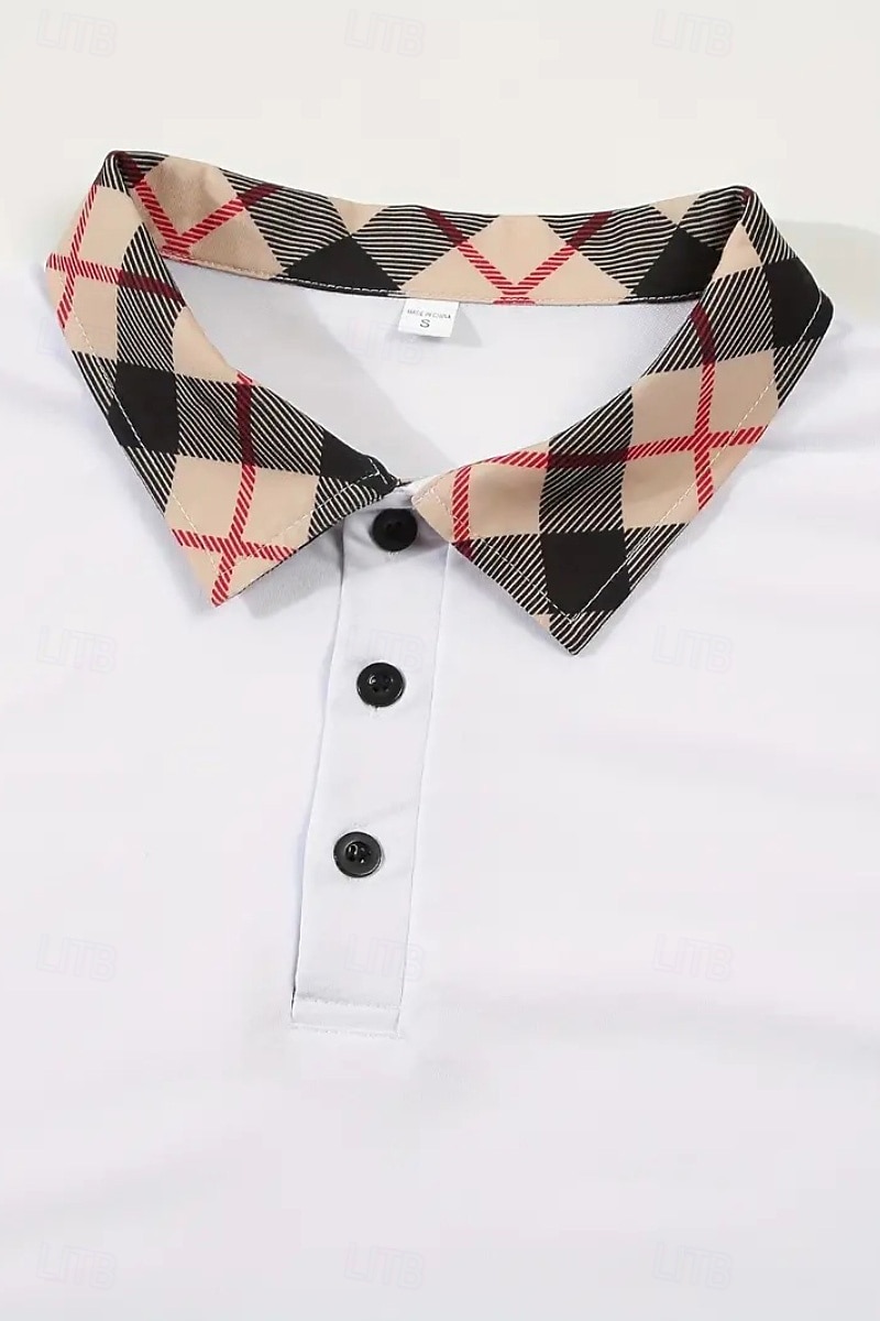 Men's Golf Shirt Golf Polos Shirts Formal Work Lapel Short Sleeve Modern Comfortable Color Block Patchwork Buttons Summer Spring Regular Fit Wine Apricot Black White Dark Navy Orange Golf Shirt 2025 - $19.99 –P5