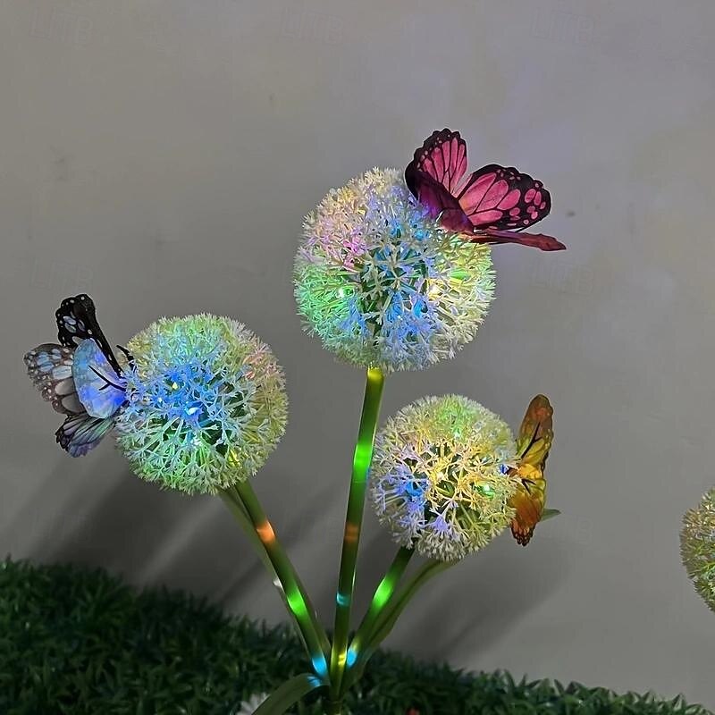 2 Pcs LED Outdoor Solar Lights 3 Head Simulated Dandelion Onion Butterfly Strip Light with Luminous Ground Insertion Patio Lights Courtyard Garden Park Path Lawn Wedding Party Festival Atmosphere 2025 - $34.99 –P7