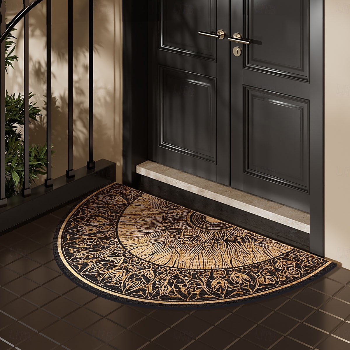 Cobblestone Semi-round Doormat Kitchen Mat Floor Mat Non-Slip Area Rug Oil Proof Rug Indoor Outdoor Mat Bedroom Decor Bathroom Mat Entrance Rug Spring Summer 2025 - $12.49 –P15