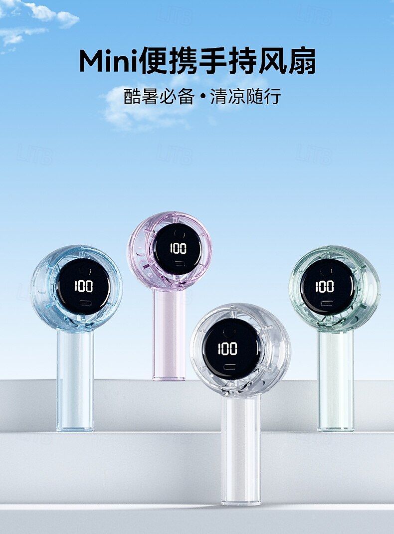 Compact Mini Fan with LED Screen and Torch – USB Rechargeable 5-Speed Fan for Indoor Outdoor Travel 2025 - $25.99 –P1