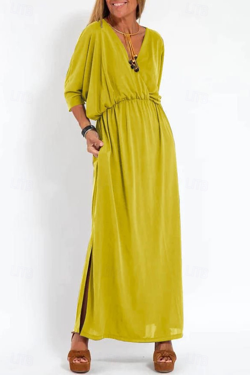 Pentru femei Rochie Lunga Rochie Maxi Rochie casual Rochie de Cocktail Rochie pentru invitata de nunta Rochii din Șifon Modă Vacanță Ieșire Sfârșit de săptămână Fit regulat Simplu Manșon Lung În V 2025 - $25.99 –P5