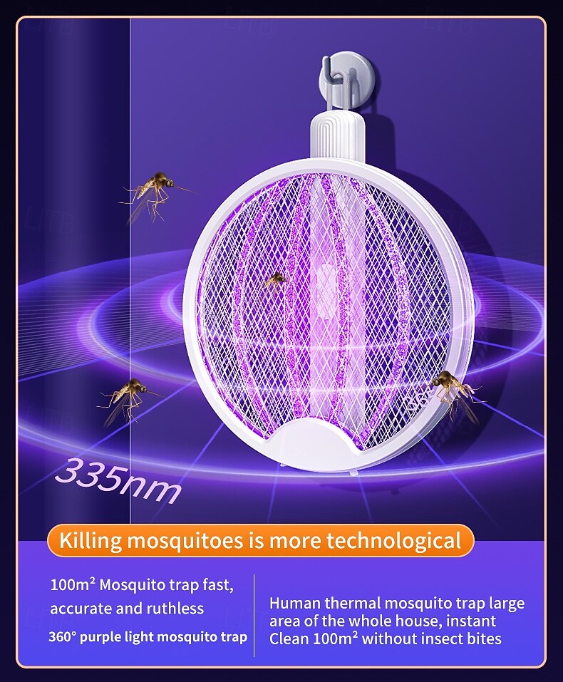 USB 2-in-1 Folding Mosquito Swatter Lamp – Rechargeable Electric Fly Killer for Dormitory and Home Use 2025 - $22.99 –P7