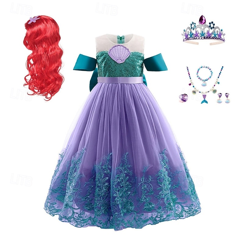 Děti Dívčí Šaty Cosplay šaty Princeznovské šaty Barevné bloky Květiny Bez rukávů Výkon Párty Cosplay kostýmy Síťka Slátanina Rozkošný Kostým Sladký Polyester Krajka Midi Šaty na párty Léto Jaro 4 2025 - $39.99 –P12